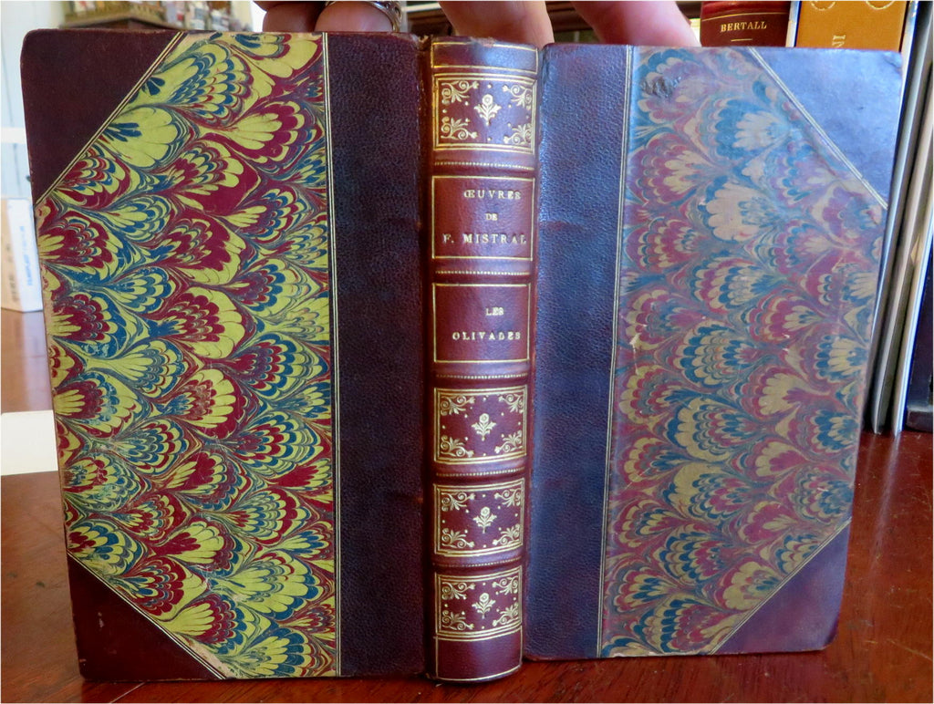 Les Olivades French Novel 1912 Frederick Mistral lovely decorative leather book