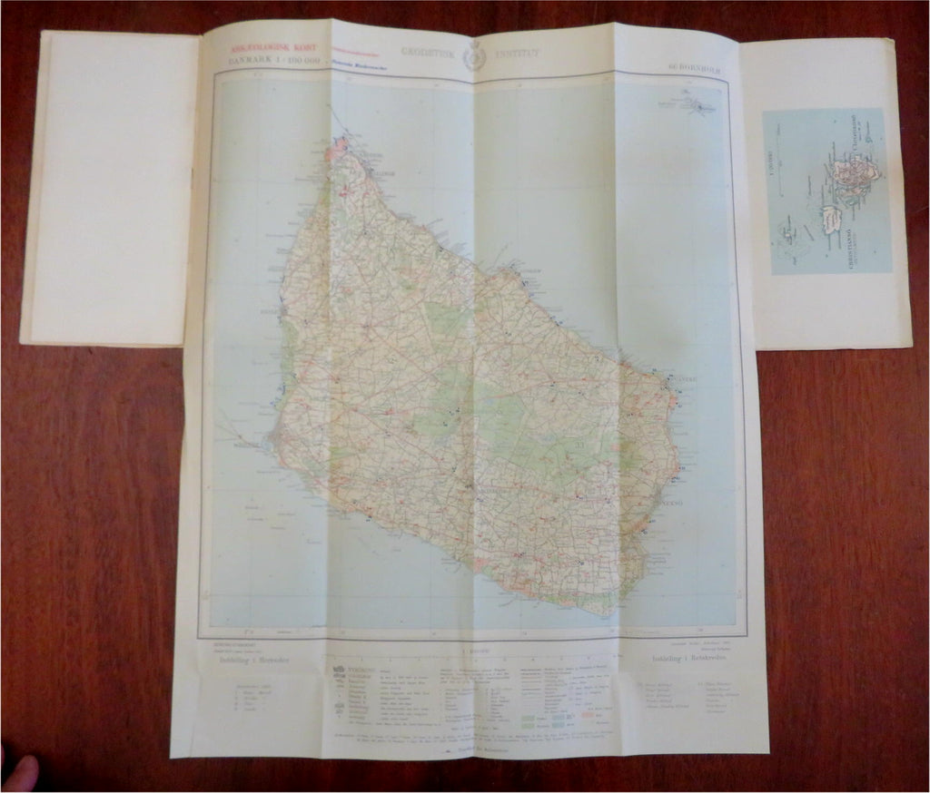 Bornholm Denmark Past Monuments Archaeological Map 1964 tourist folding map