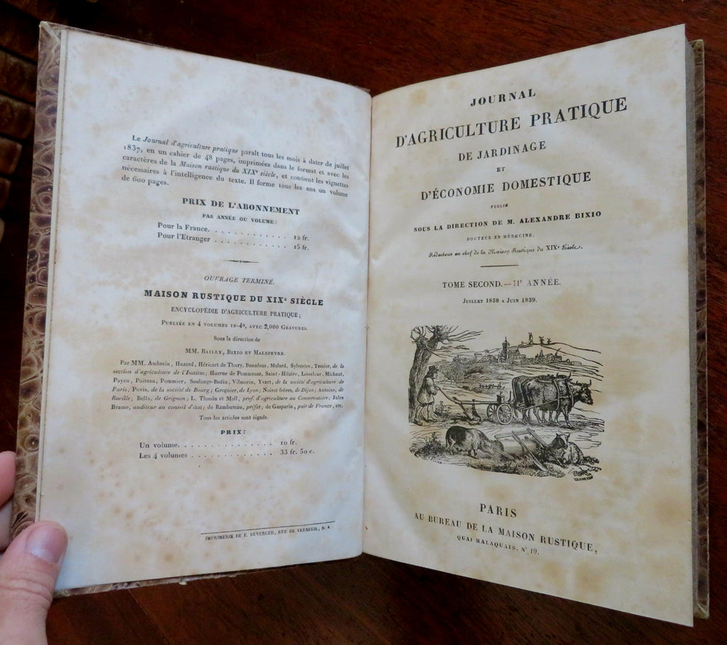 Practical Gardening Journal of Agriculture 1839 French leather book 12 issues