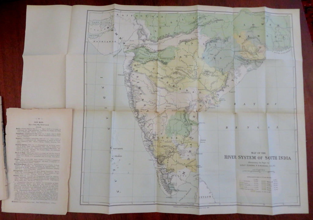 Royal Geographic Society Southern India Rivers 1886 Stanford periodical w/ map
