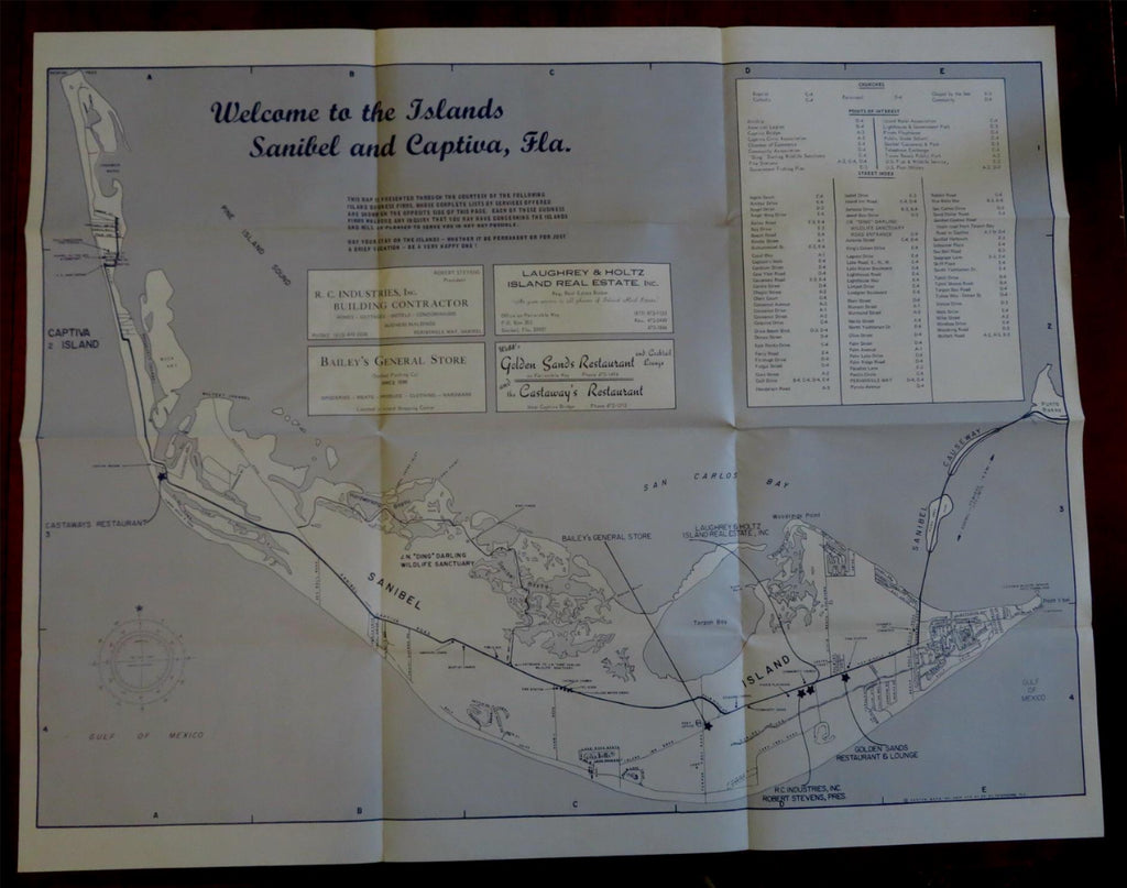 Sanibel & Captiva Islands Florida Cape Coral 1960's tourist brochure w large map