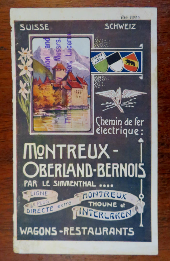 Switzerland Montreaux-Oberland-Bern 1914 tourist Railway Travel Guide