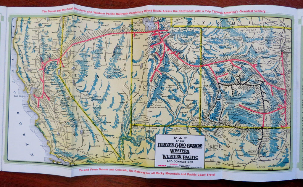 Western Pacific Railway Feather Canyon c. 1930 Panoramic Views Souvenir w/ map