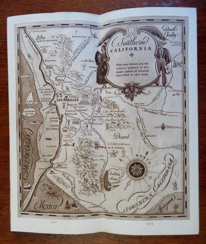 Southern California Tourist Guidebook 1931 sight seeing guide pictorial map