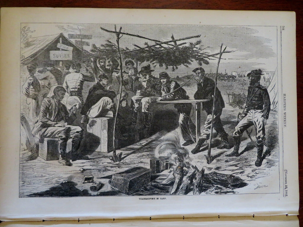 Thanksgiving in Camp W. Homer 1862 Harper's Civil War newspaper complete issue
