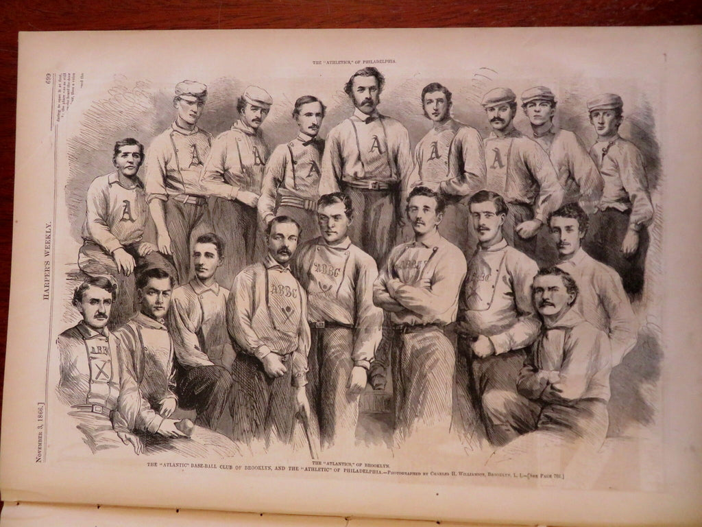 Atlantic Baseball Team Harper's Reconstruction Era newspaper 1866 complete issue