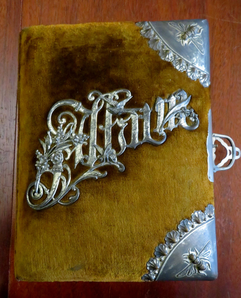 Family Portraits Photo Album c. 1870's decorative family metal letters & clasps
