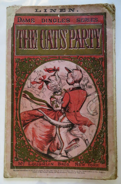 Cat's Party Dame Dingle Series 1859 McLoughlin color litho juvenile ABC book