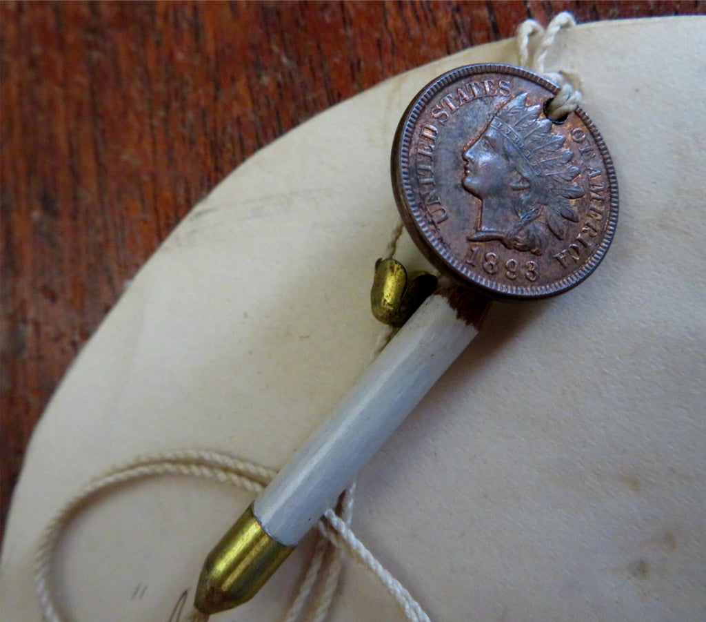 Penny for Your Thoughts 1893 unique hand made children's game Indian head Penny