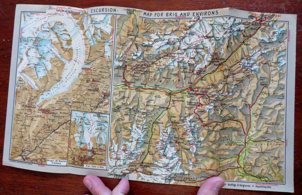 Brig Switzerland Excursions Tourist Info c. 1890's illustrated brochure w/ maps