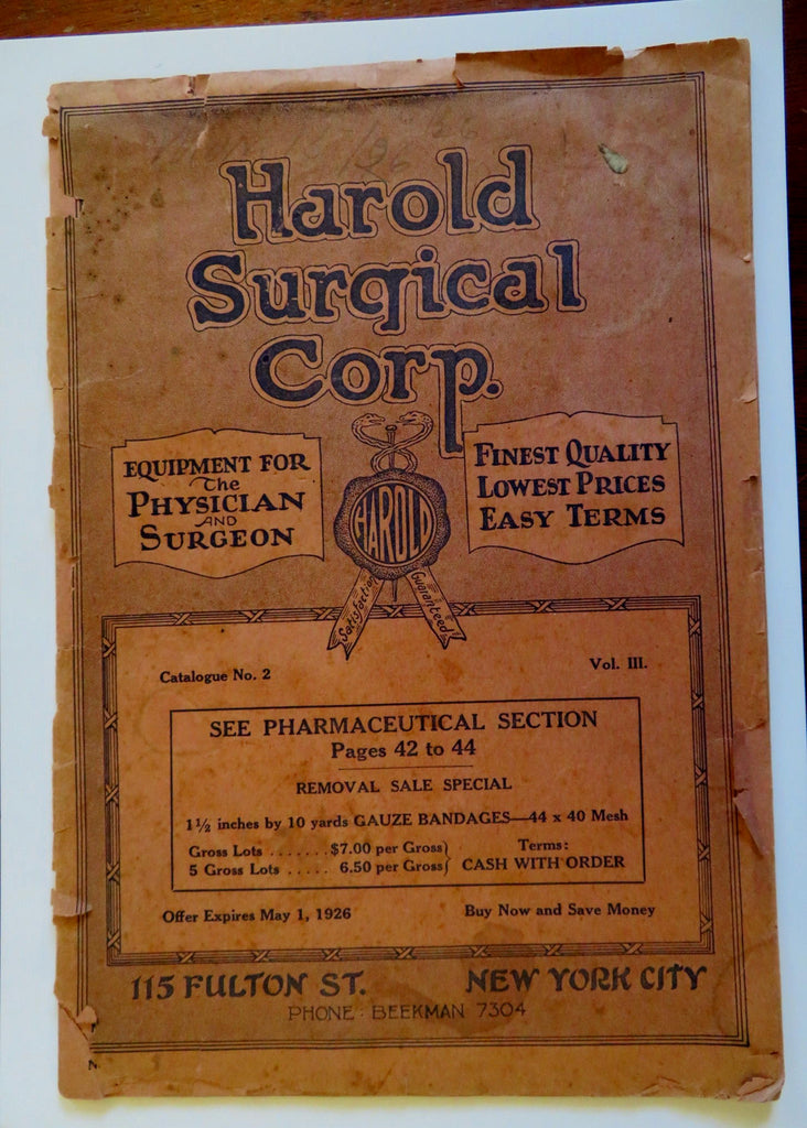 Physicians Doctors Medical Equipment 1926 Trade Catalog Harold Surgical Co. rare