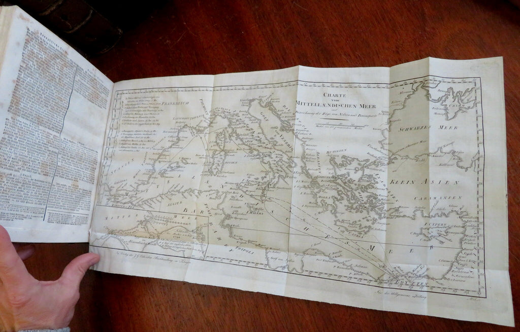 Nelson v. Napoleon Nile Battle map in Allgemeine Zeitung 1798 German rare book
