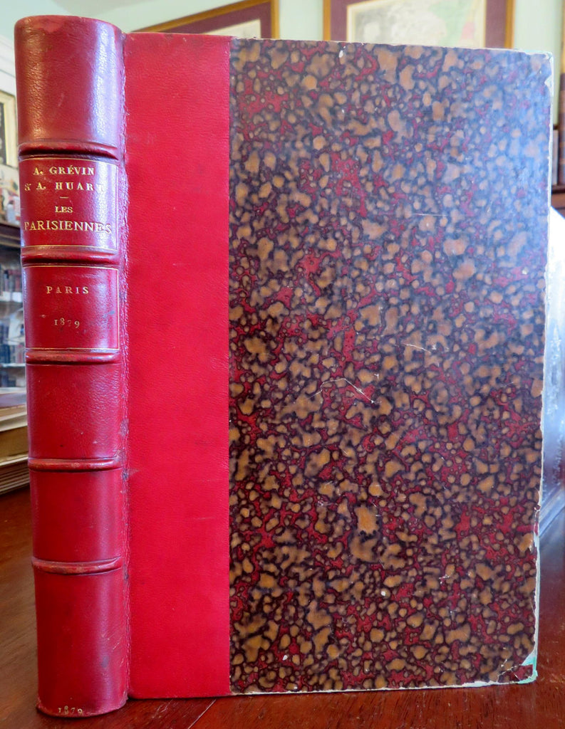 Les Parisiennes French French Humorous Scenes 1879 leather color plate book