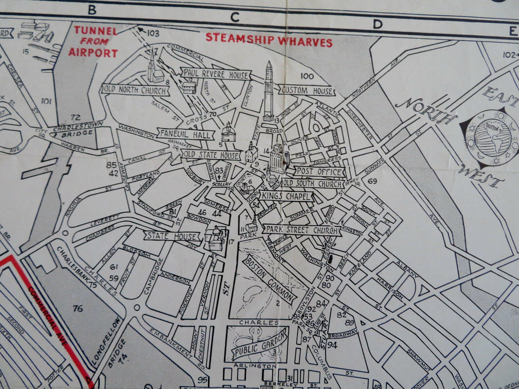 Boston Mass. Hotel Kenmore Cartoon Pictorial Map 1942 tourist brochure map