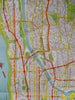 New York Bronx Manhattan v. large Street Map Transit Lines c. 1940's city plan