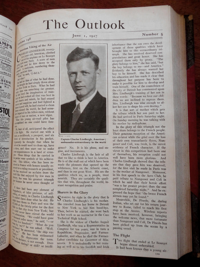 Outlook Illustrated American Magazine 1927 Aviation Lindberg World News Events