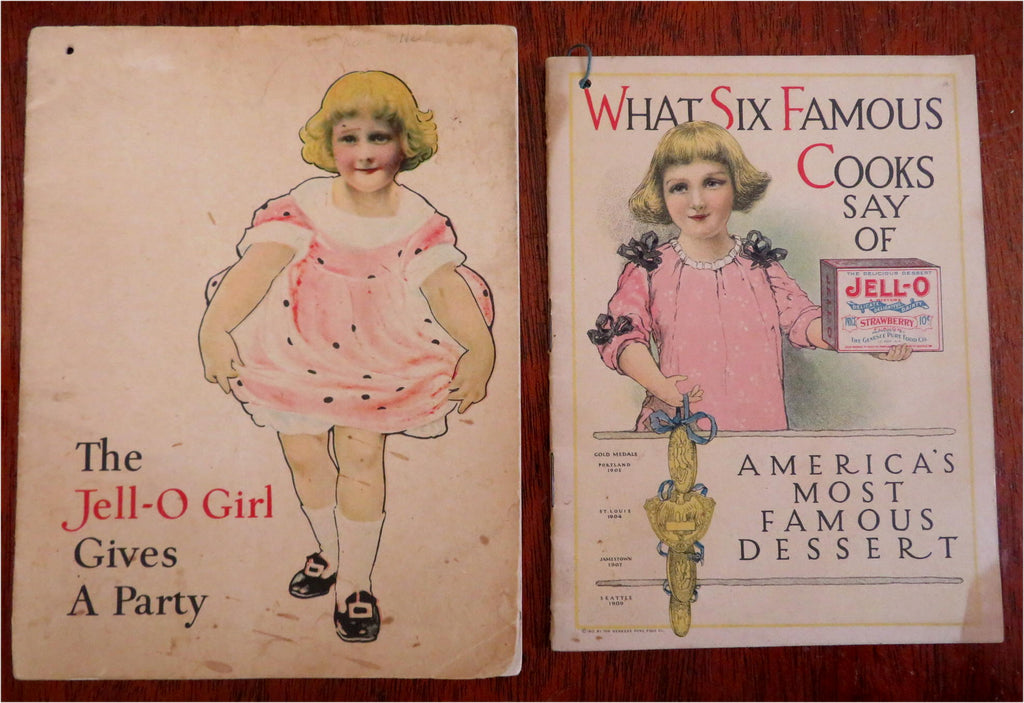 Jell-O Advertising Booklets Lot x 2 Pictorial Promo Books c. 1915 recipes