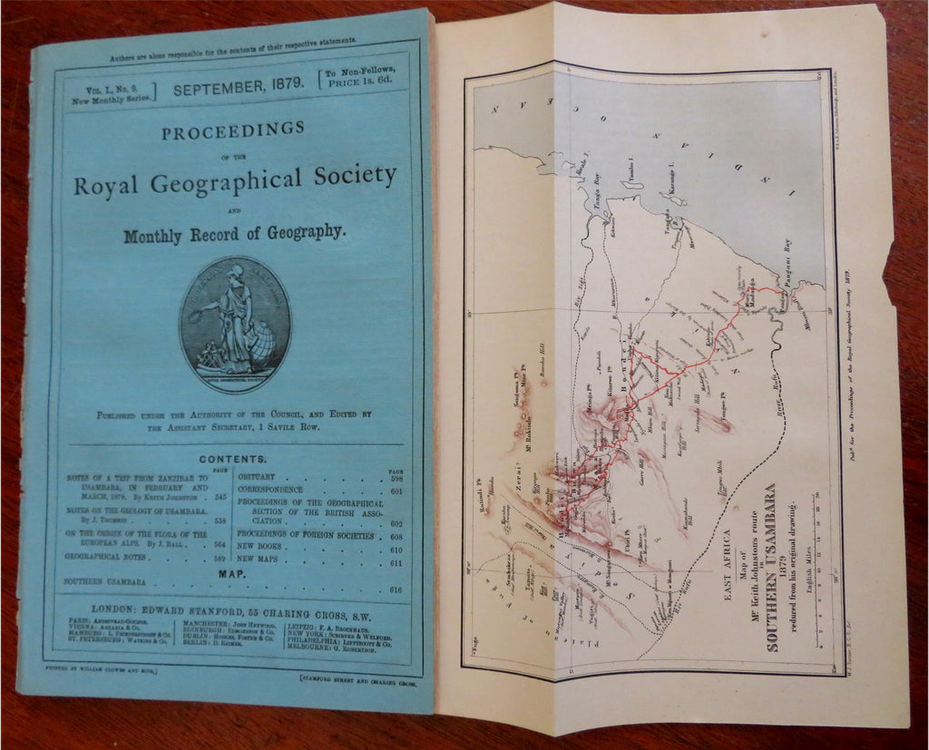 Alpine Flowers Usambara Mountains 1879 Royal Geographic Society periodical w map
