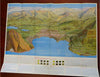 Lugano Switzerland Swiss Riviera c.1950's large nice bird's eye view North Italy