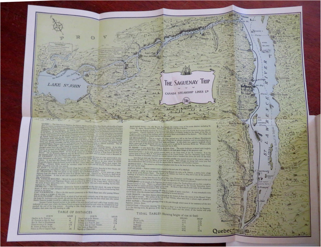 Saguenary Trip Canada Steamship Travelogue 1946 Potvin illustrated book w/ map