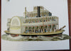 Mississippi River Boat Steam Paddleboat c.1890's embossed die-cut souvenir print