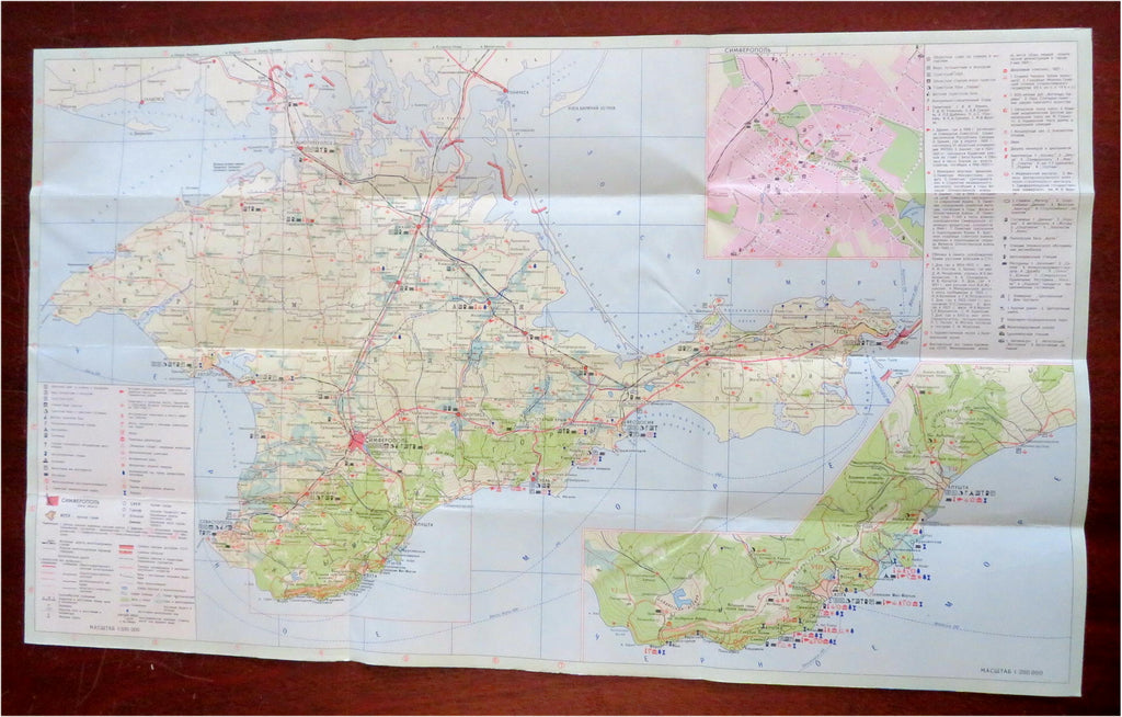 Crimea Ukraine USSR Soviet Union 1986 tourist brochure detailed travel map info