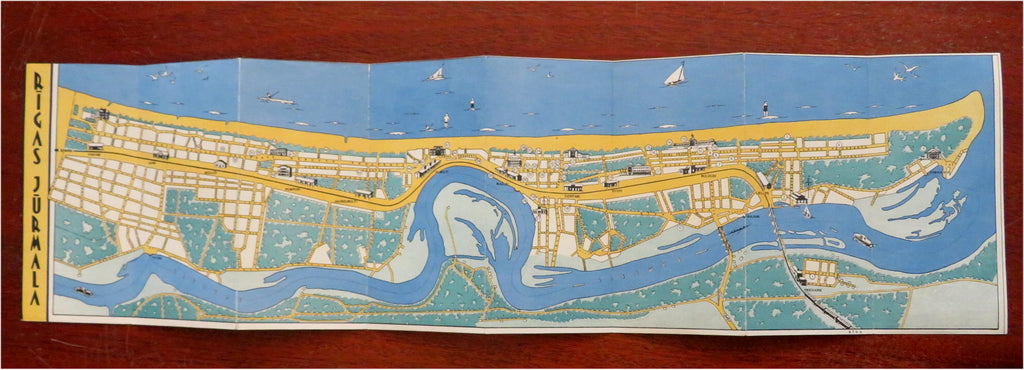 Riga Seaside Tourism Latvia USSR 1960's promotional pictorial tourist map