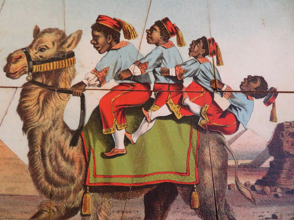 Egypt stereotype Camel Riders Pyramids & Uncle Sam c. 1880 juvenile puzzles