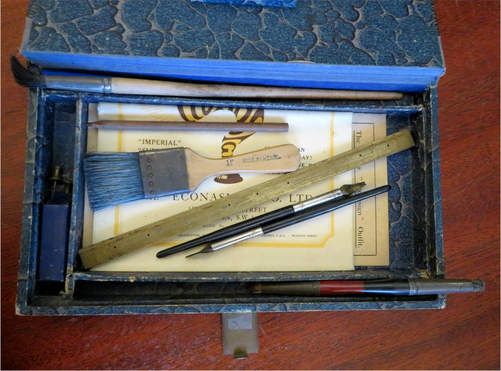 Sign Making kit- Econasign Stencils Arts & Crafts 1920's book box w/ contents