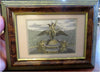 Cherub Fountain Royal Power Allegorical Print c. 1750 framed hand color print