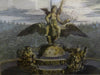 Cherub Fountain Royal Power Allegorical Print c. 1750 framed hand color print
