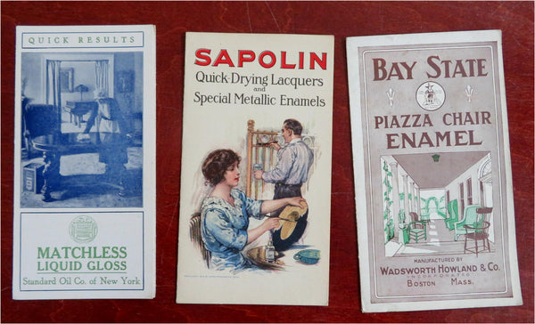 Enamels & Gloss Furniture Cleaning Products c. 1920's Lot x 3 promo brochures