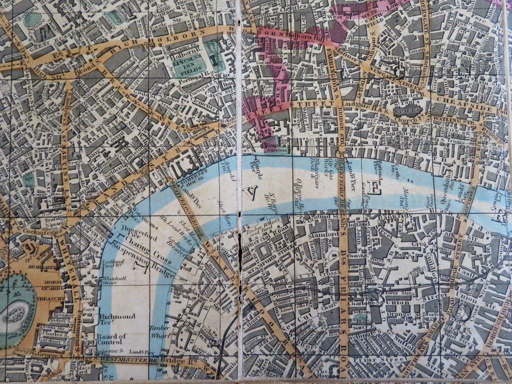 London England c. 1854 Reynolds large linen backed folding city plan map