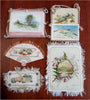 Greeting Cards Tokens of Affection c.1880's Lot x 5 fringe fabric ephemera