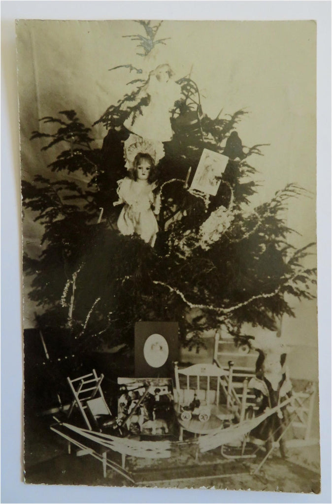 Christmas Tree Dolls Children's Toys c. 1907 Real Photo Postcard