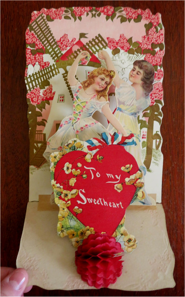 To My Sweetheart Valentine's Day Greeting Card c. 1890's moveable pop-up