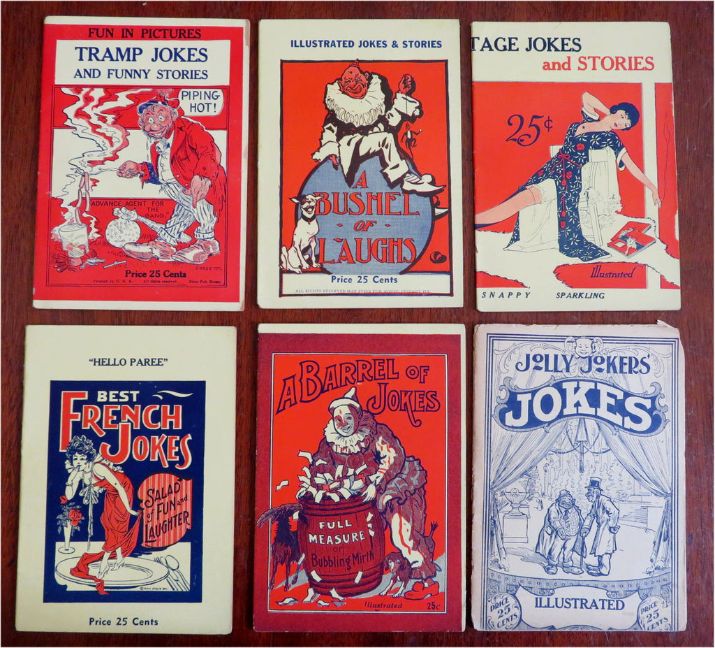 American Joke Books Clowns Hobos Lot x 6 c. 1920's illustrated humor books