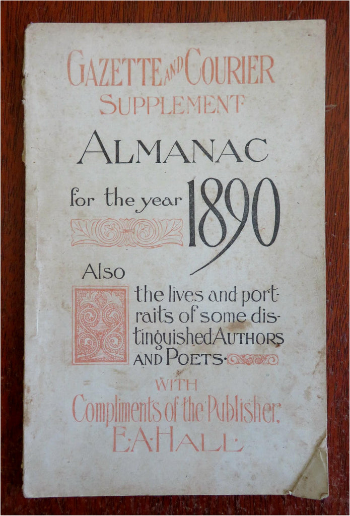 Alamanac 1890 Calendar rare pictorial promotional book Authors Poets Portraits