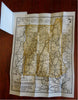 New England Road Auto maps c. 1930's set x 3 miniature folding maps w/ case