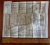 New England Road Auto maps c. 1930's set x 3 miniature folding maps w/ case