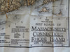 New England Road Auto maps c. 1930's set x 3 miniature folding maps w/ case