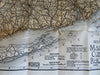 New England Road Auto maps c. 1930's set x 3 miniature folding maps w/ case