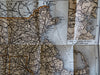 New England Road Auto maps c. 1930's set x 3 miniature folding maps w/ case