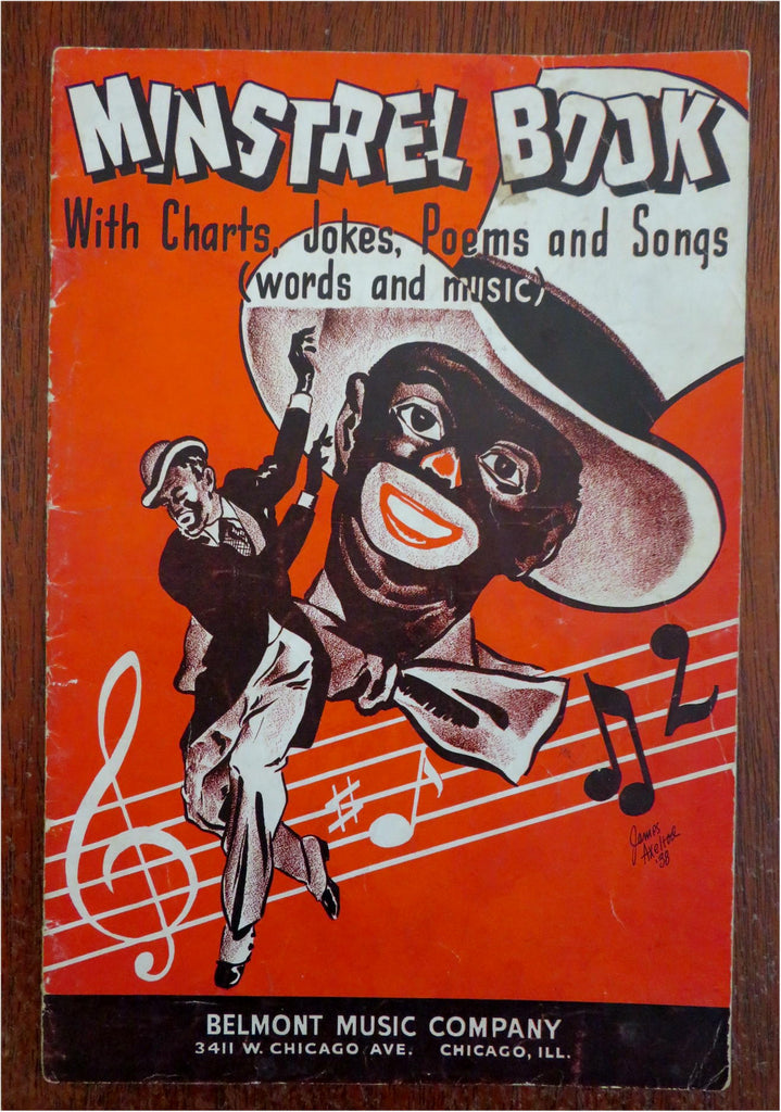 American Minstrel Book Jokes Songs Music & Lyrics 1938 illustrated novelty book