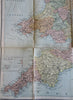 England & Wales large Tourist Map c. 1910 J. Bartholomew folding linen map