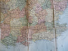 England & Wales large Tourist Map c. 1910 J. Bartholomew folding linen map