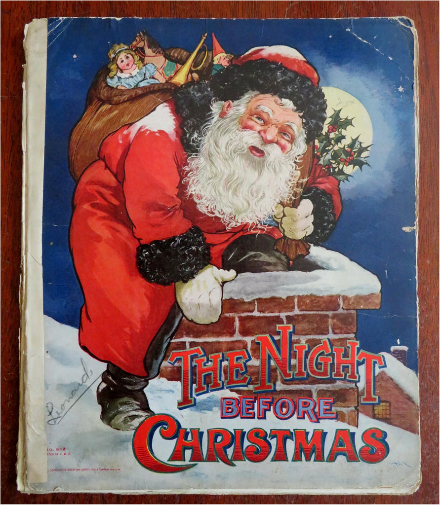 Night Before Christmas Santa Claus Children's Poem 1915 lg. color pictorial book