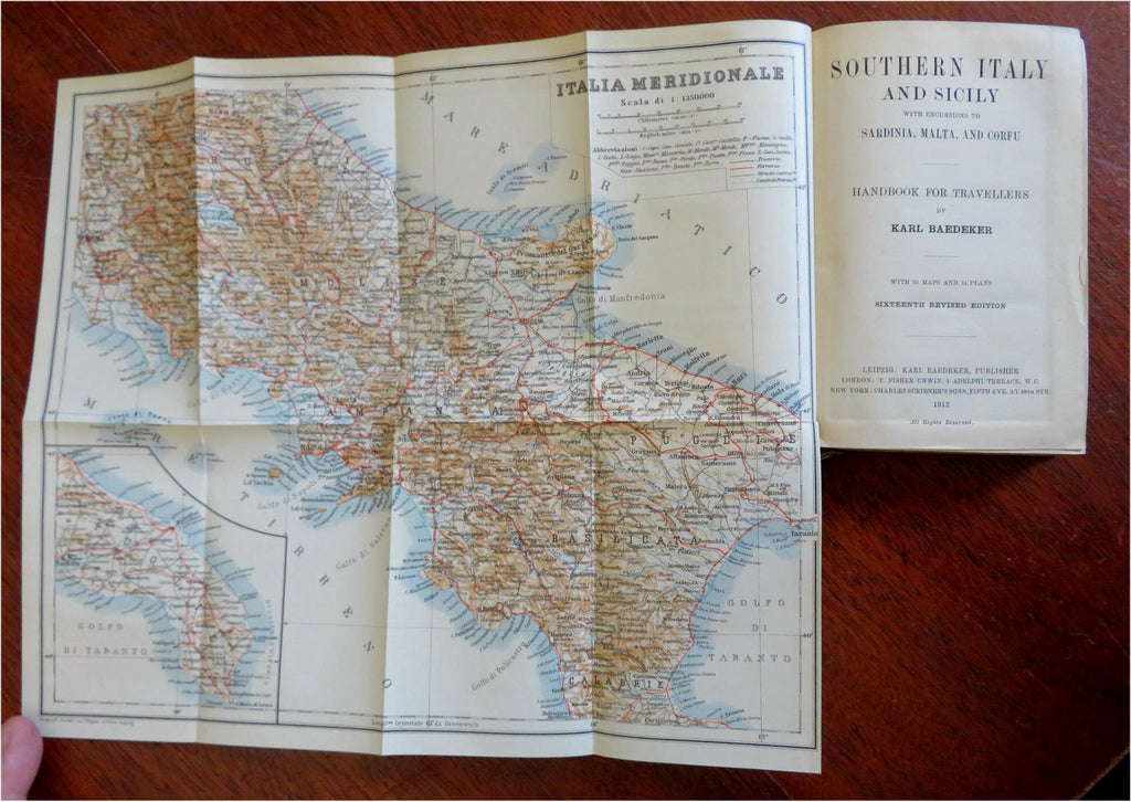Italy -north central & south Lot x 4 Baedeker Guides 1909-30 w/ 200+ maps