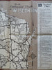 Wisconsin Tourist Info 101 Sightseeing Locations c. 1930 large folding map