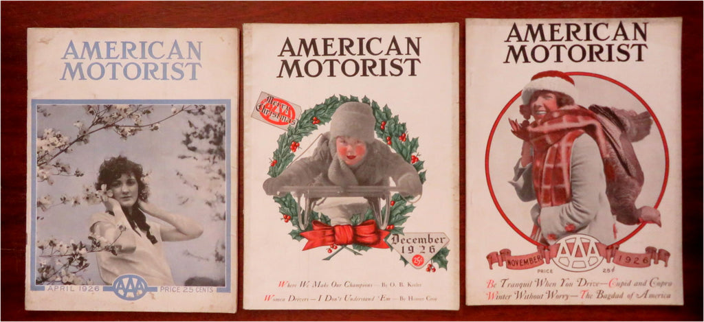 American Motorist AAA 1926 Travel Magazine Americana April November Dec. Lot x 3